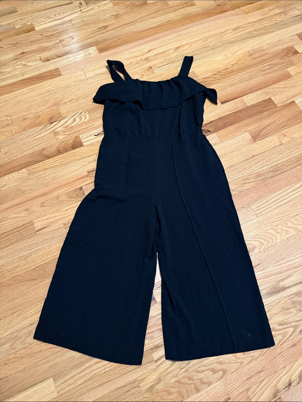 Apt. 9 Black Ruffle-Top Wide-Leg Jumpsuit